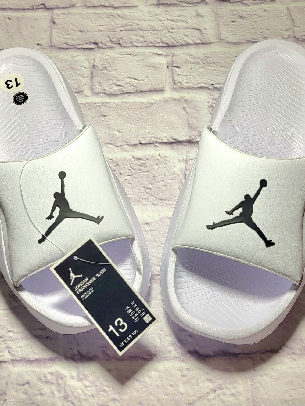 Men's Jordan Franchise Slides White/Black Jumpman Mens Sz 13 USA Sandals New